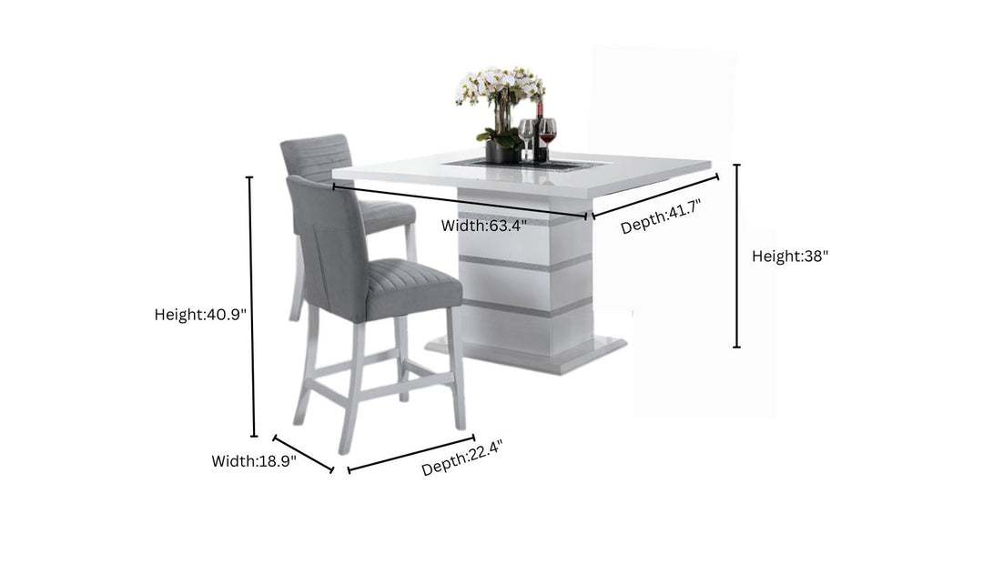 Global Furniture Monaco 5 Piece Bar Set In White and Gray