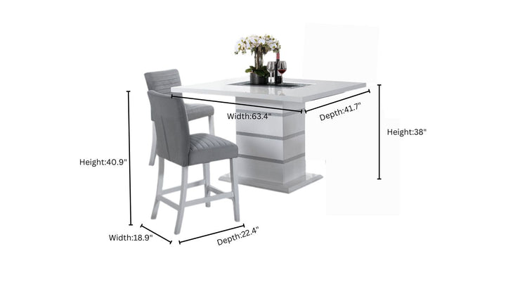 Global Furniture Monaco 5 Piece Bar Set In White and Gray