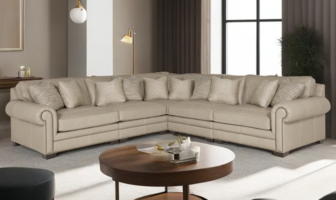 Bernhardt Grandview 5 Piece Sectional Sofa in Leather