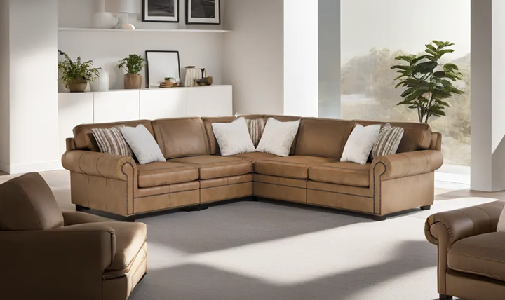 Bernhardt Grandview 5 Piece Sectional Sofa in Leather