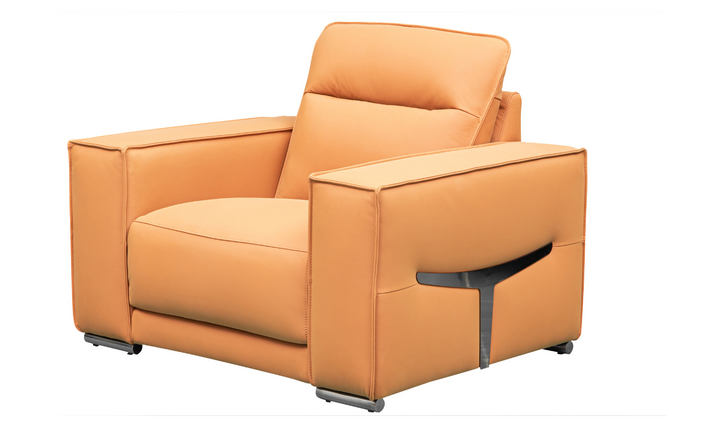 Grazia Orange Leather Chair with Track Arms