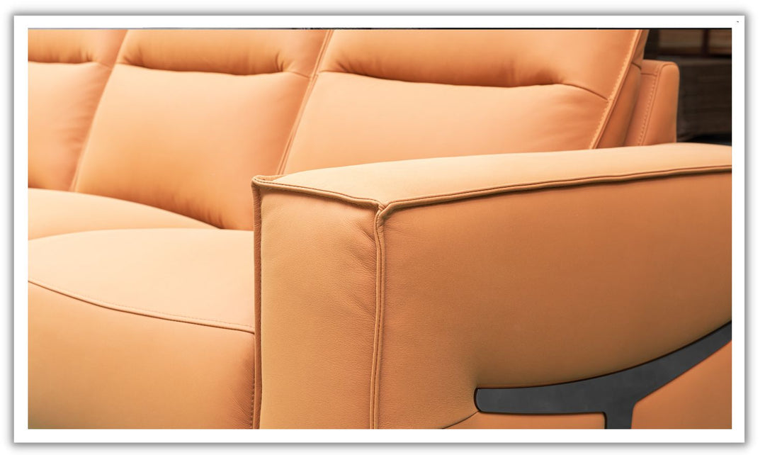 Grazia 3 Seater Leather Sofa In Orange