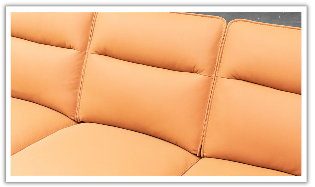 Grazia 3 Seater Leather Sofa In Orange