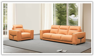 Grazia 3 Seater Leather Sofa In Orange