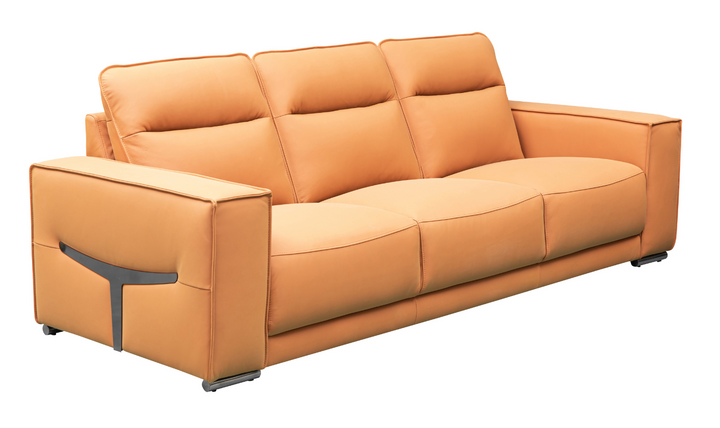 Grazia 3 Seater Leather Sofa In Orange