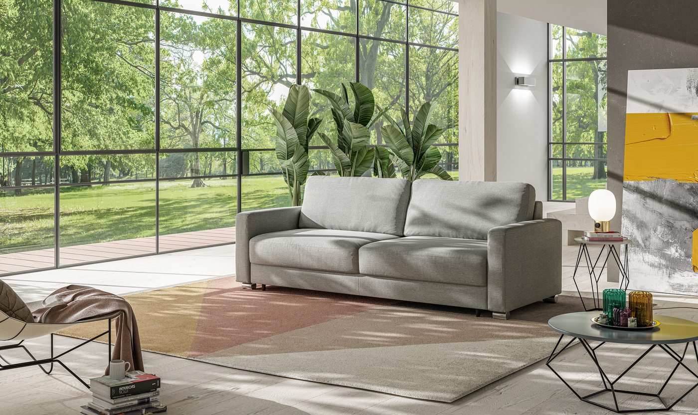 Luonto Hampton Stone Fabric Sofa Sleeper with Foam Mattress