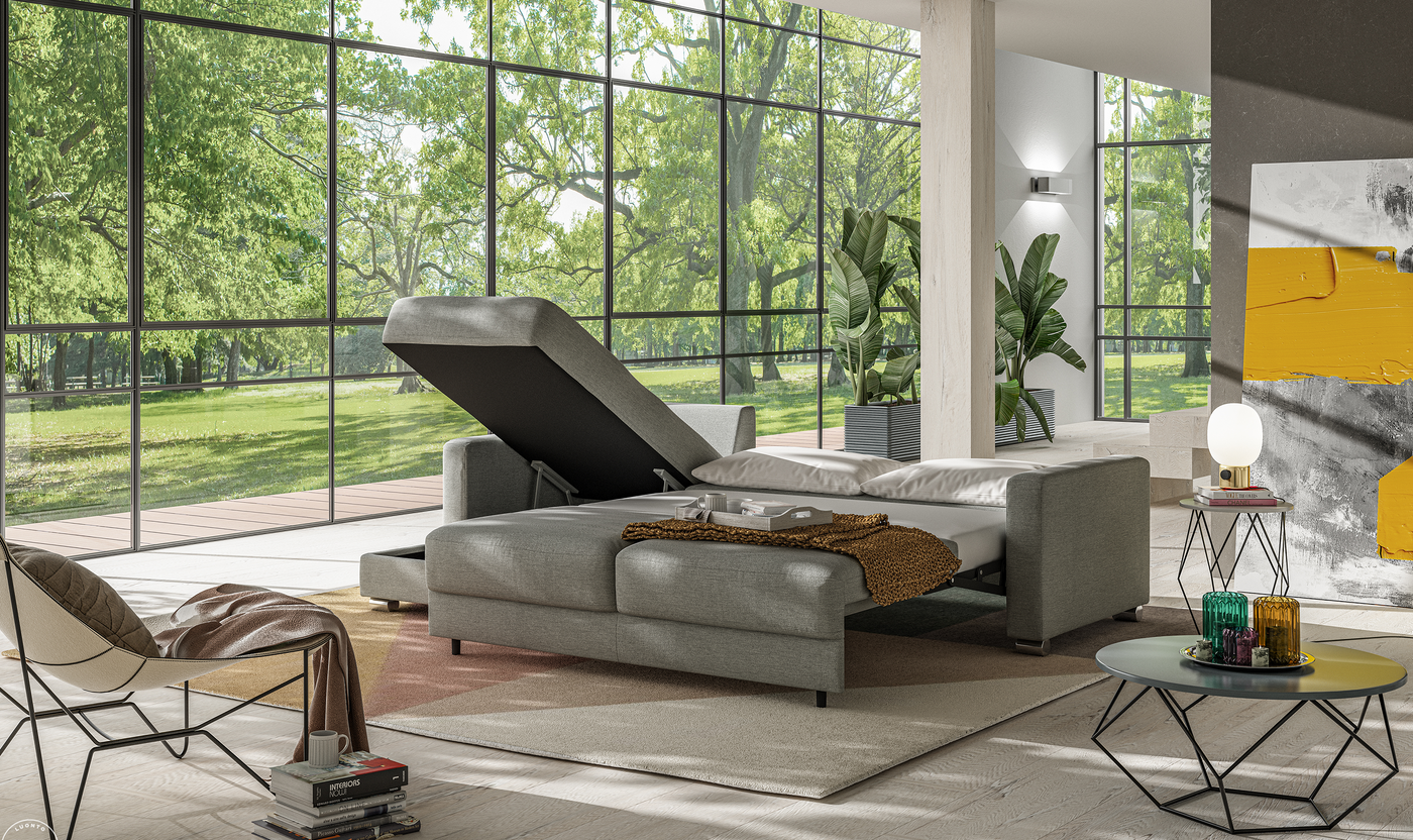 Luonto Hampton L-Shaped Fabric Sectional Sofa Sleeper