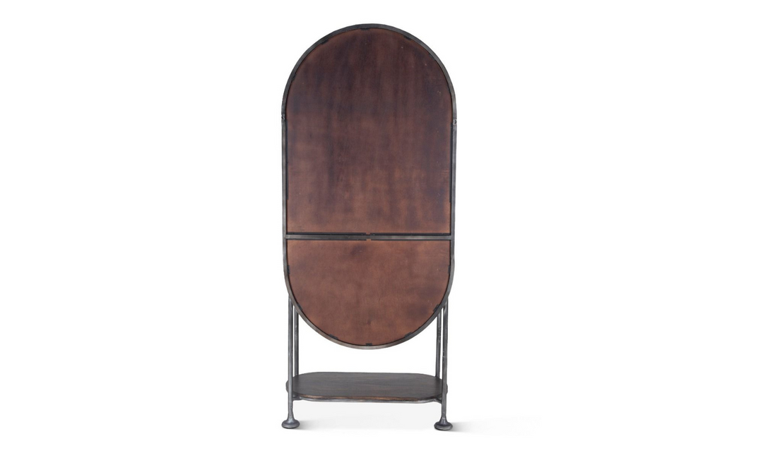 HTD Bowery Oval Iron Bar Cabinet with Glass Doors-Leahyco