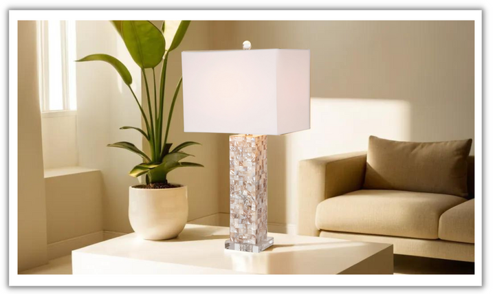 Harper 28" Nature Mother of Pearl Table Lamp With Crystals (Set of 2)