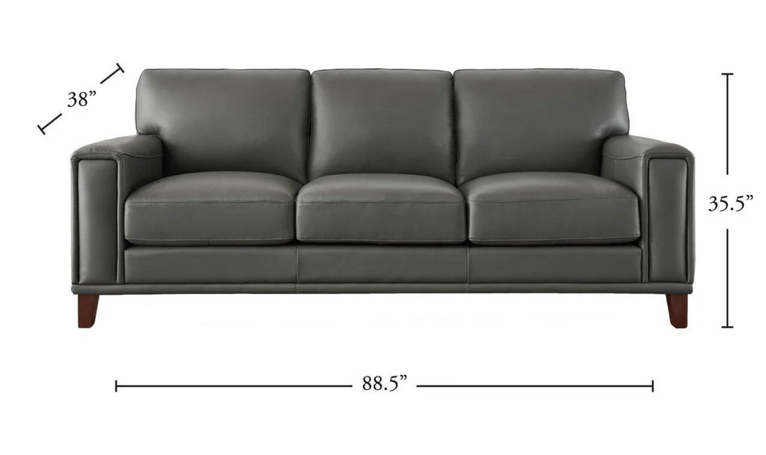 Hayward 3-Seater Leather Sofa In Gray-Leahyco