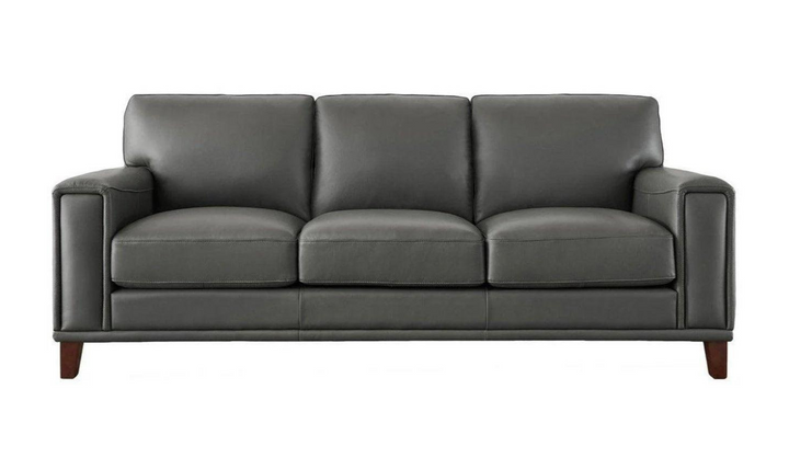 Hayward 3-Seater Leather Sofa In Gray-Leahyco