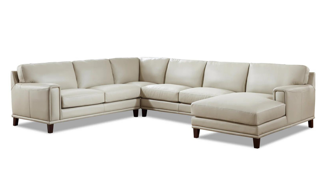 Hayward 5-Pieces Leather Sectional Sofa in Vanilla White