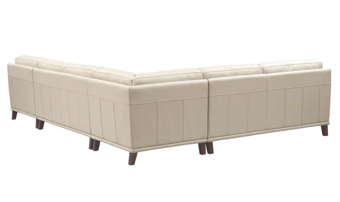 Hayward 5-Pieces Leather Sectional Sofa in Vanilla White