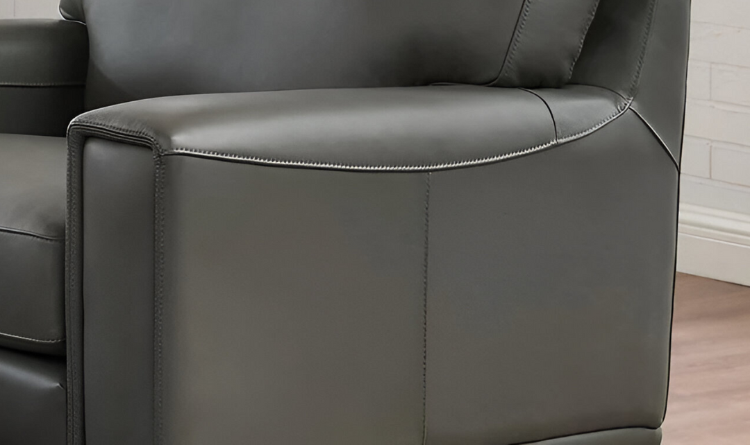 Hayward Leather Chair In Gray-Leahyco