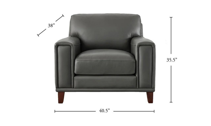 Hayward Leather Chair In Gray-Leahyco