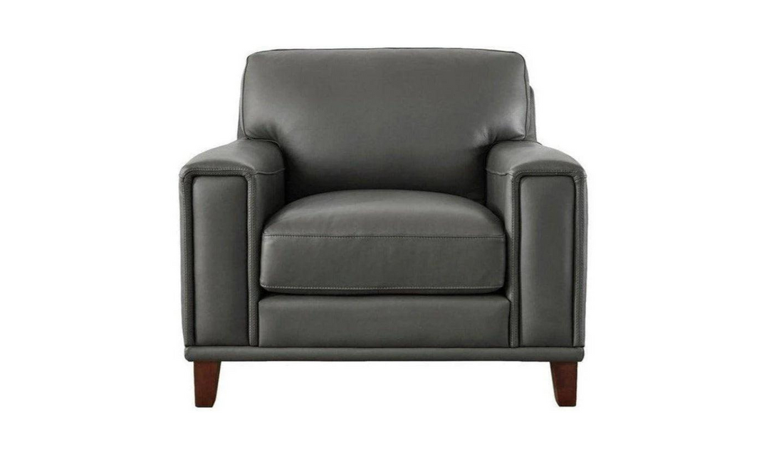 Hayward Leather Chair In Gray-Leahyco