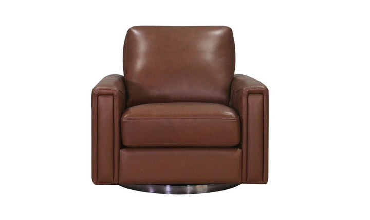 Hayward Swivel Leather Chair with Track Arm