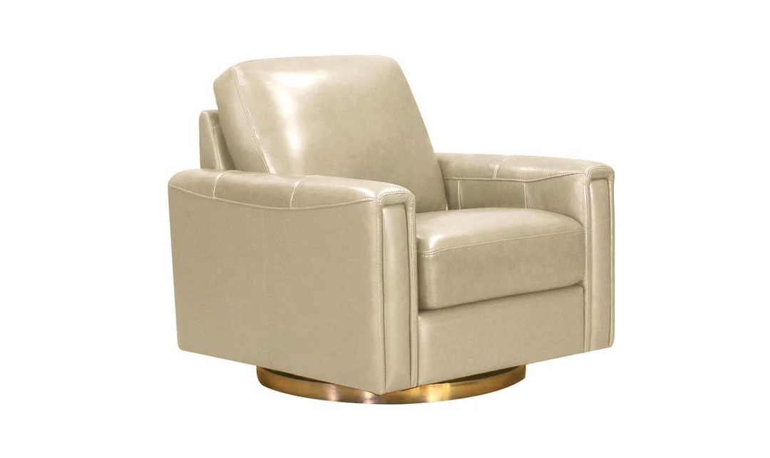 Hayward Swivel Leather Chair with Track Arm