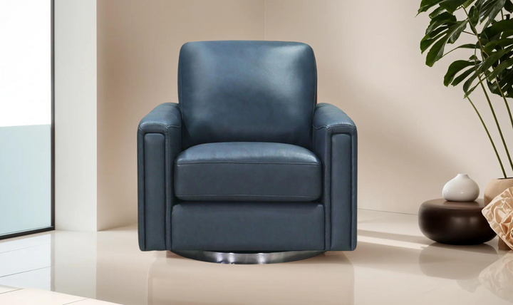 Hayward Swivel Leather Chair with Track Arm