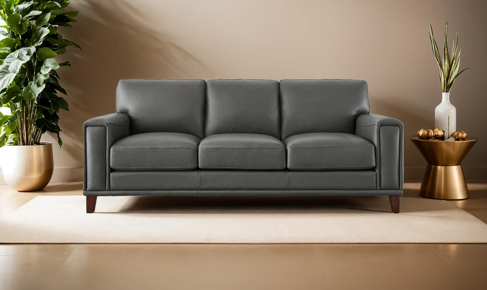 Hayward 3-Seater Leather Sofa In Gray-Leahyco