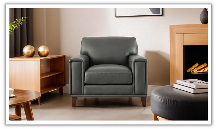 Hayward Leather Chair In Gray-Leahyco