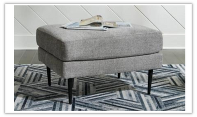 Hazela Fabric Upholstered Ottoman with Wooden Legs