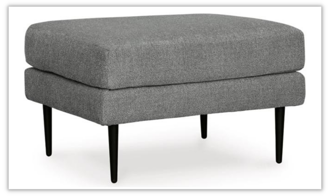 Hazela Fabric Upholstered Ottoman with Wooden Legs