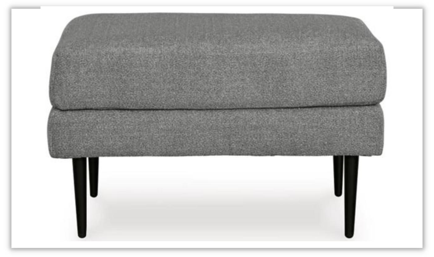 Hazela Fabric Upholstered Ottoman with Wooden Legs