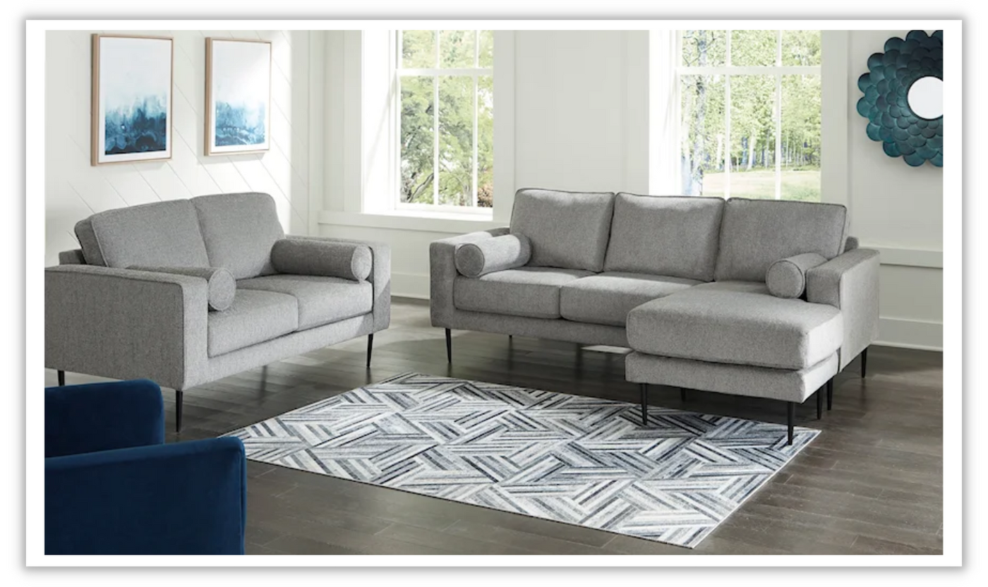 Hazela Fabric Upholstered Loveseat with Track Arm