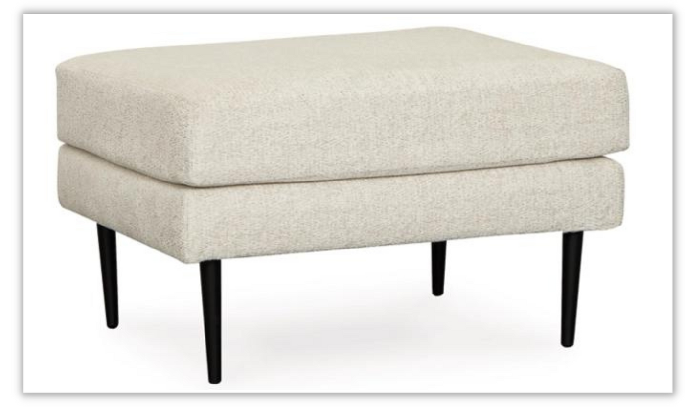 Hazela Fabric Upholstered Ottoman with Wooden Legs