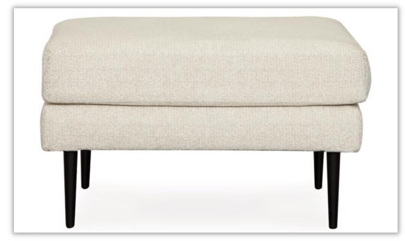 Hazela Fabric Upholstered Ottoman with Wooden Legs