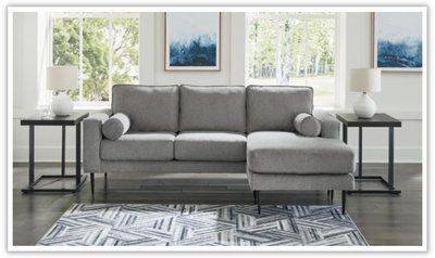 Hazela Fabric Upholstered Sofa Chaise In Charcoal