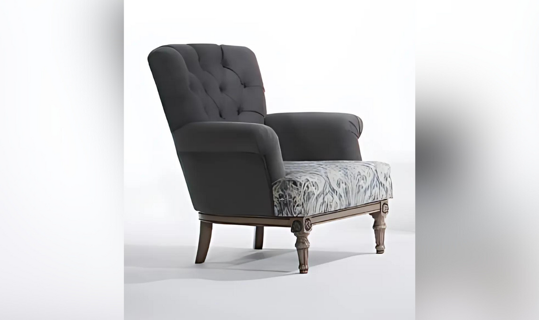 Gio Italia Helios Gray Fabric Chair with Tufted Back