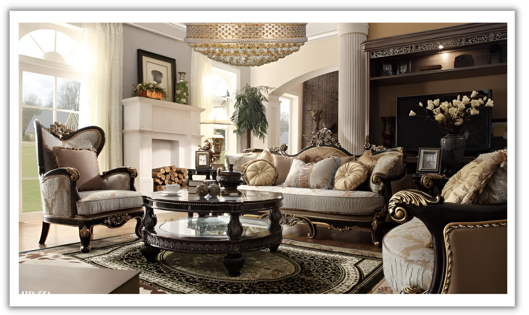 Homeydesign Dapper 3 Pieces Luxury Sage Fabric Living Room Set in Brown- jennifer furniture