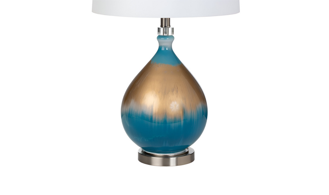 Jasmine 27" Gold/Blue Glass Table Lamp (Set of 2)