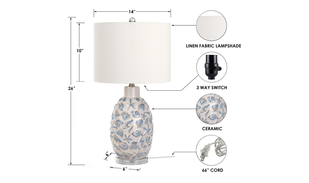 Jenny 26" Ceramic / Crystal Table Lamp, White and Blue, (Set of 2)