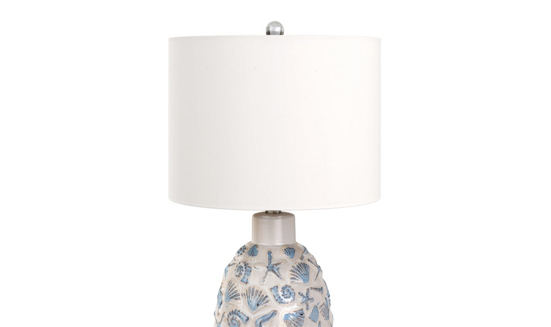 Jenny 26" Ceramic / Crystal Table Lamp, White and Blue, (Set of 2)