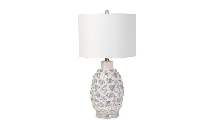 Jenny 26" Ceramic / Crystal Table Lamp, White and Blue, (Set of 2)