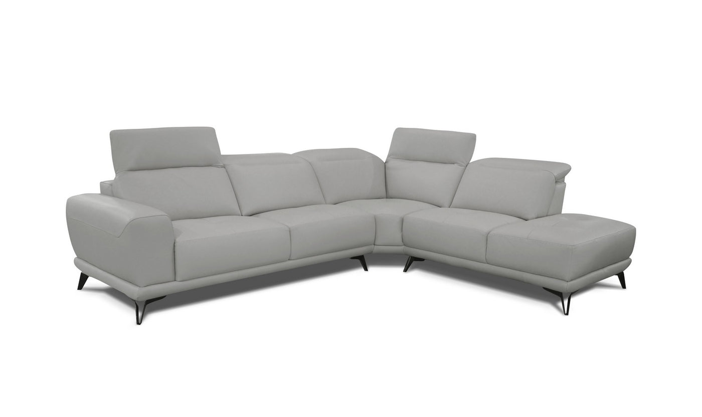 Karma L-shaped Leather Sectional Sofa with Manual Headrest