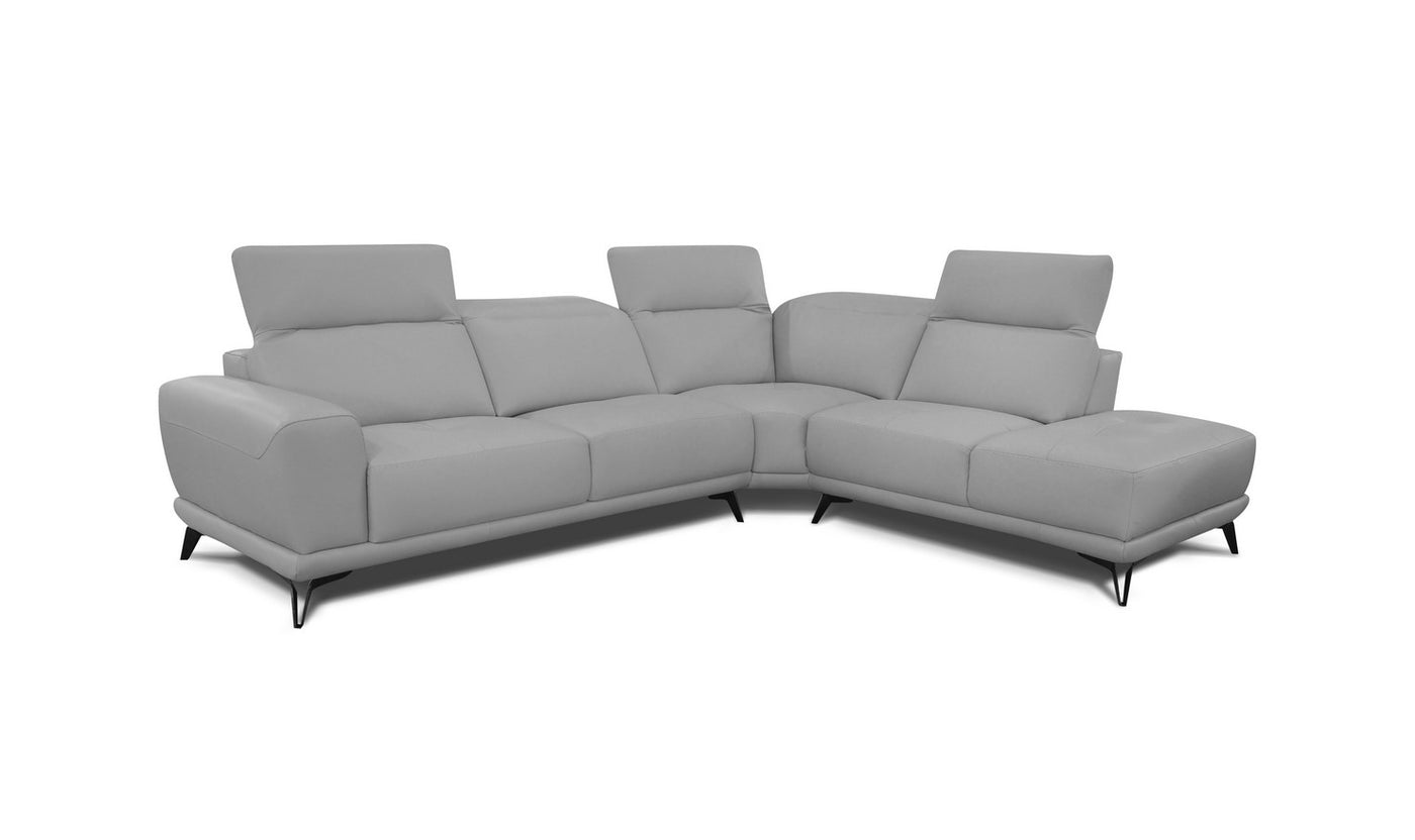 Karma L-shaped Leather Sectional Sofa with Manual Headrest