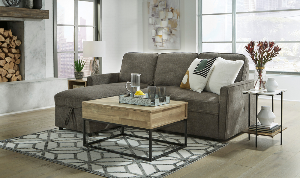 Kerle Fabric 2- Piece Sectional with Pop-Up Bed & Storage-Leahyco