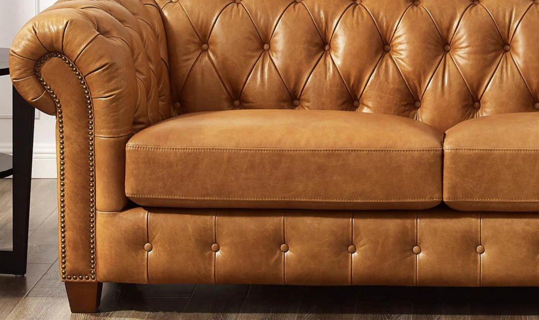 Kingston 2-Seater Waxy Pull-up Leather Loveseat With Button Tufted Seats