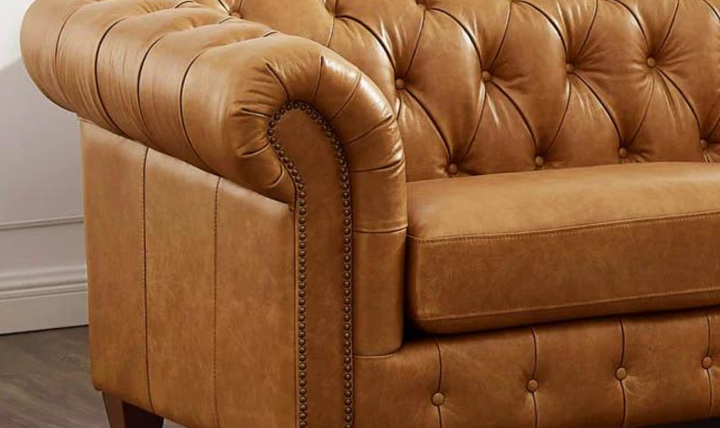 Kingston 2-Seater Waxy Pull-up Leather Loveseat With Button Tufted Seats