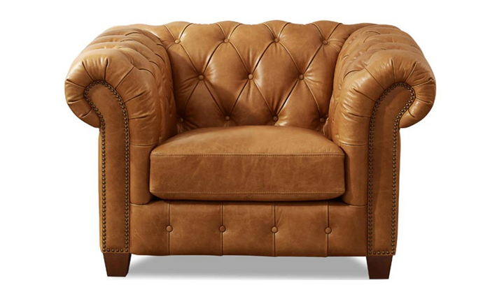 Kingston Waxy Pull-up Leather Chair With Button Tufted Seats