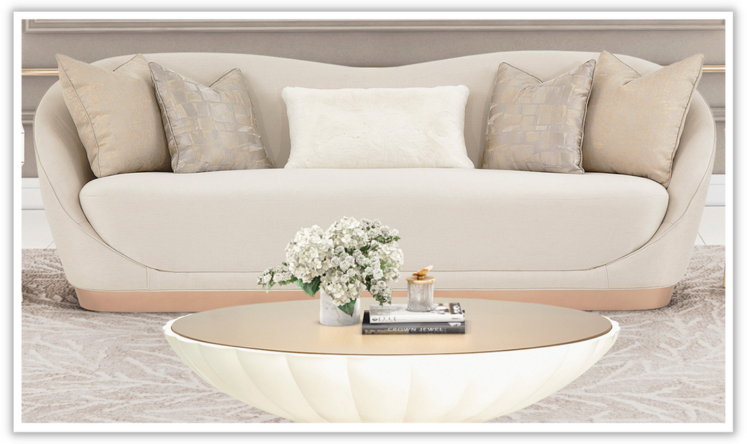 La Rachelle Living Room Set in Champagne