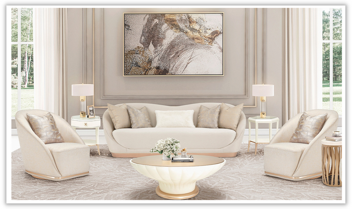 La Rachelle Living Room Set in Champagne