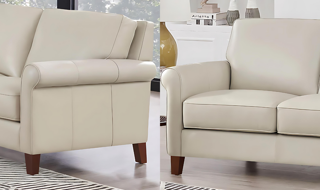 Laguna 2-Seater Leather Loveseat With Rolled Arms