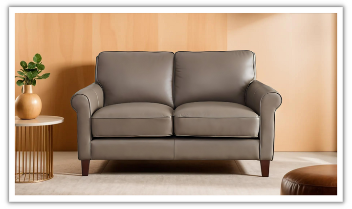 Laguna 2-Seater Leather Loveseat With Rolled Arms