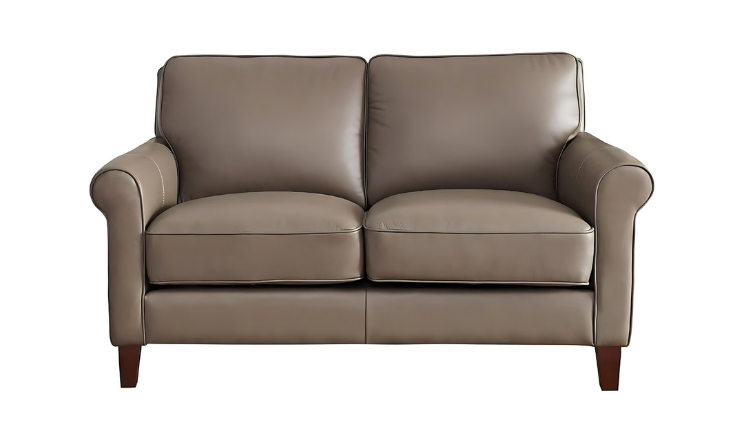 Laguna 2-Seater Leather Loveseat With Rolled Arms