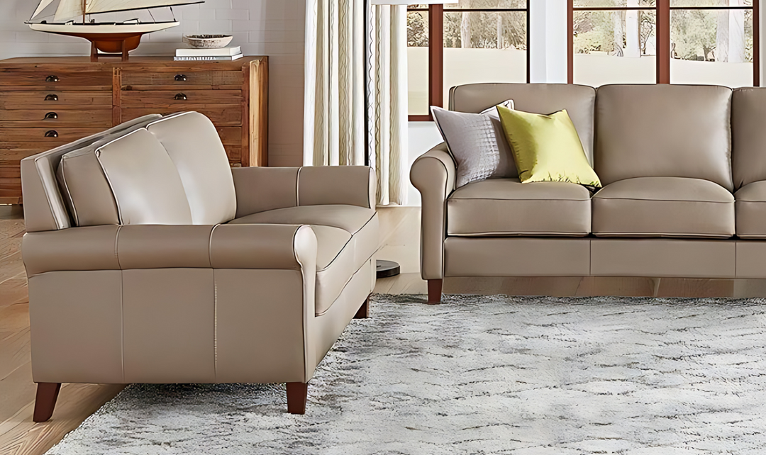 Laguna 2-Seater Leather Loveseat With Rolled Arms